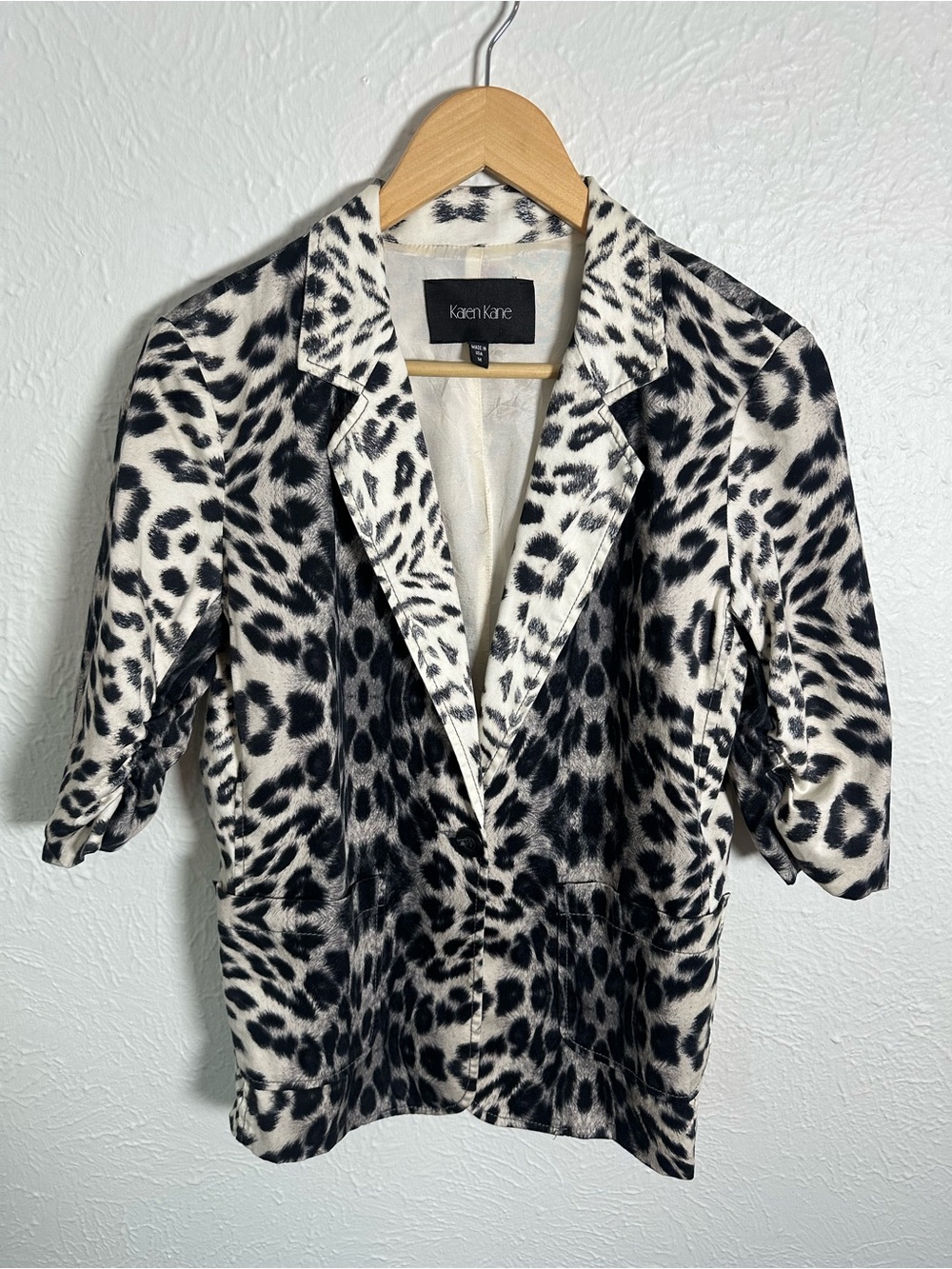 Karen Kane Leopard Print Blazer Women's Medium Animal Print Lightweight Jacket